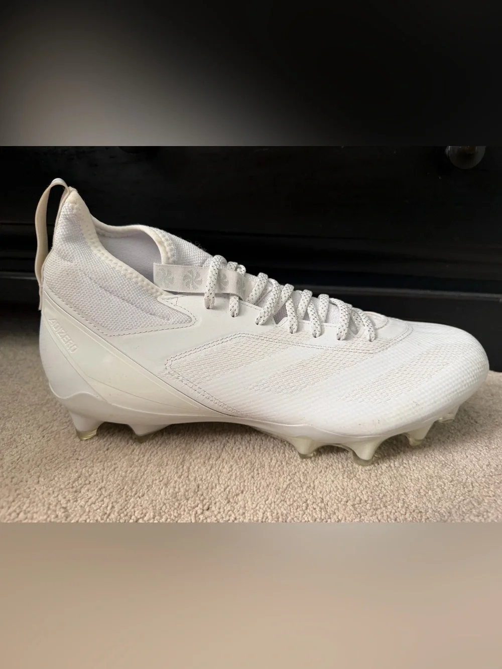 adidas White Football Cleats with white Stripes